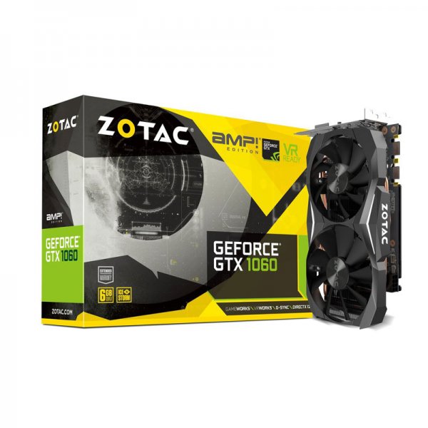 Zotac GeForce GTX 1060 AMP 6GB GDDR5X 192-bit Pascal Series Gaming Graphics  Card, ZT-P10620C-10M